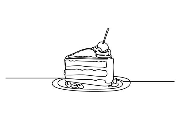 Cake Slice One Continuous Line Design Guide