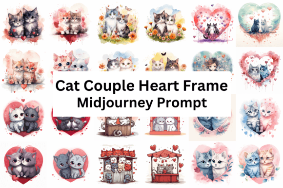 Celebrating Feline Bonds with Cat Couple Heart Shape Frame Sublimation