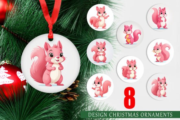 Charming Pink Squirrel Valentine Ornaments