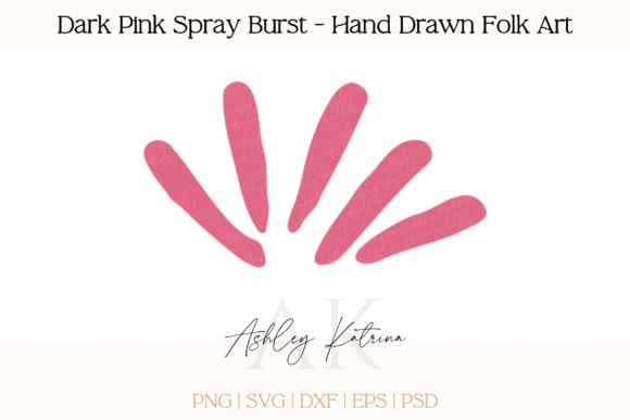 Dark Pink Spray Burst: Hand-Drawn Folk Art