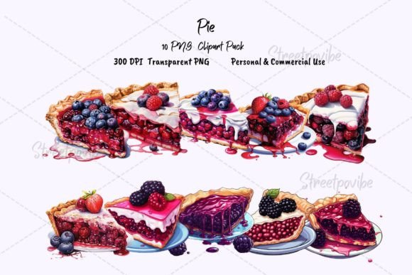 Delicious Blueberry Strawberry Pie Clipart PNG for Creators