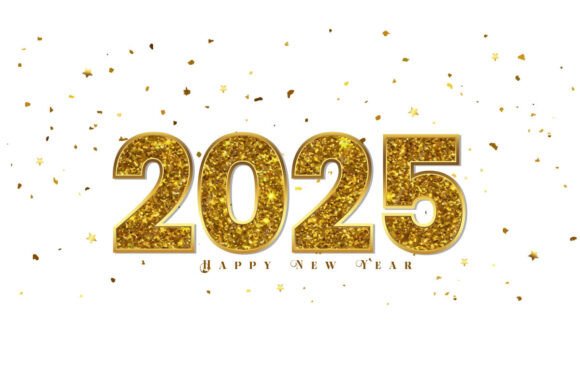 Elevate Your Celebrations with 2025 New Year Golden Glitter Text Design