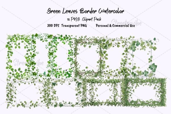 Elevate Your Designs with Professional Leaves Border Watercolor Clipart PNG Art