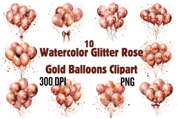 Elevating Designs with Watercolor Glitter Rose Gold Balloons