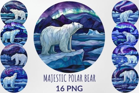 Elevating Digital Design with the Stained Glass Majestic Polar Bear Bundle