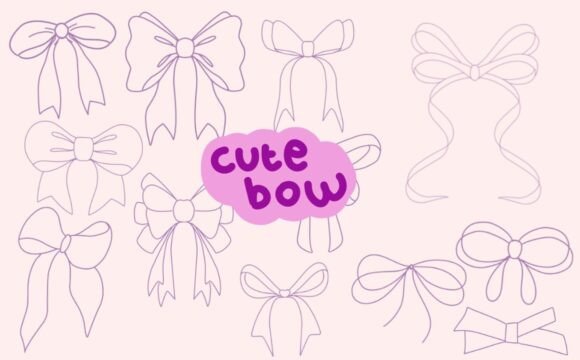 Elevating Your Designs with High-Quality Cute Bows Line Art