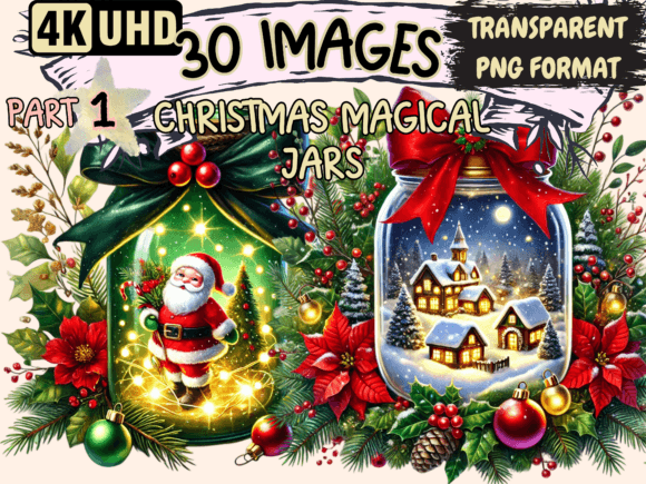 Integrating Christmas Magical Jars Clipart P1 into Professional Holiday Workflows