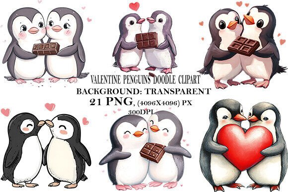 Integrating Valentine Penguins Doodle Clipart into Professional and Creative Workflows
