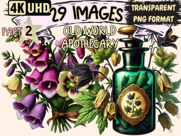 Old World Apothecary Clipart P2: Vintage Design Assets