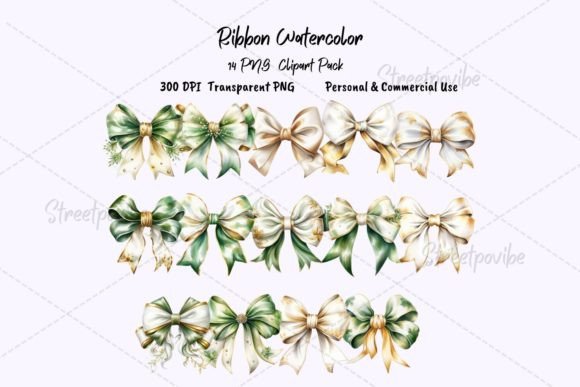 Ribbon Watercolor Clipart PNG Pack Art Guide