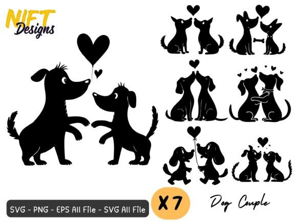 Romantic Dog Couple Silhouette SVG for Heartfelt Designs
