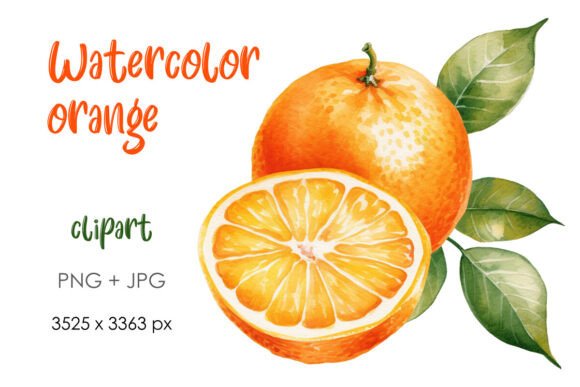 Vibrant Watercolor Orange PNG Clipart for Designs