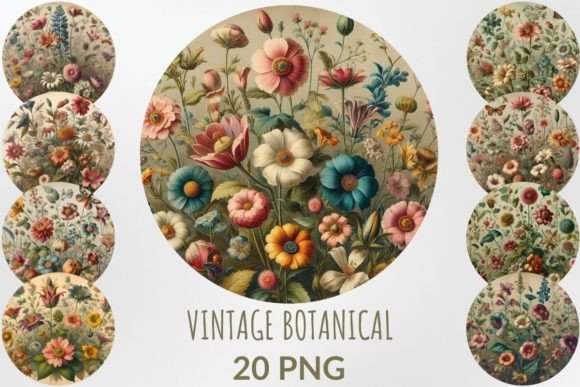 Vintage Botanical Sublimation Bundle for Creators