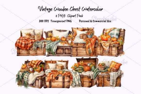 Vintage Wooden Chest Watercolor Clipart Guide